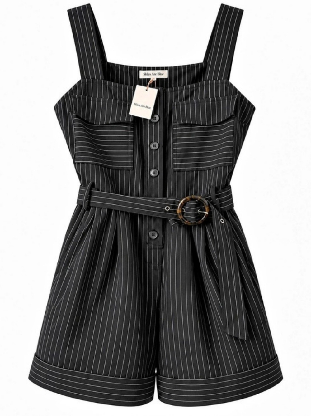 Skies Are Blue Striped Romper in Black NWT Size XS